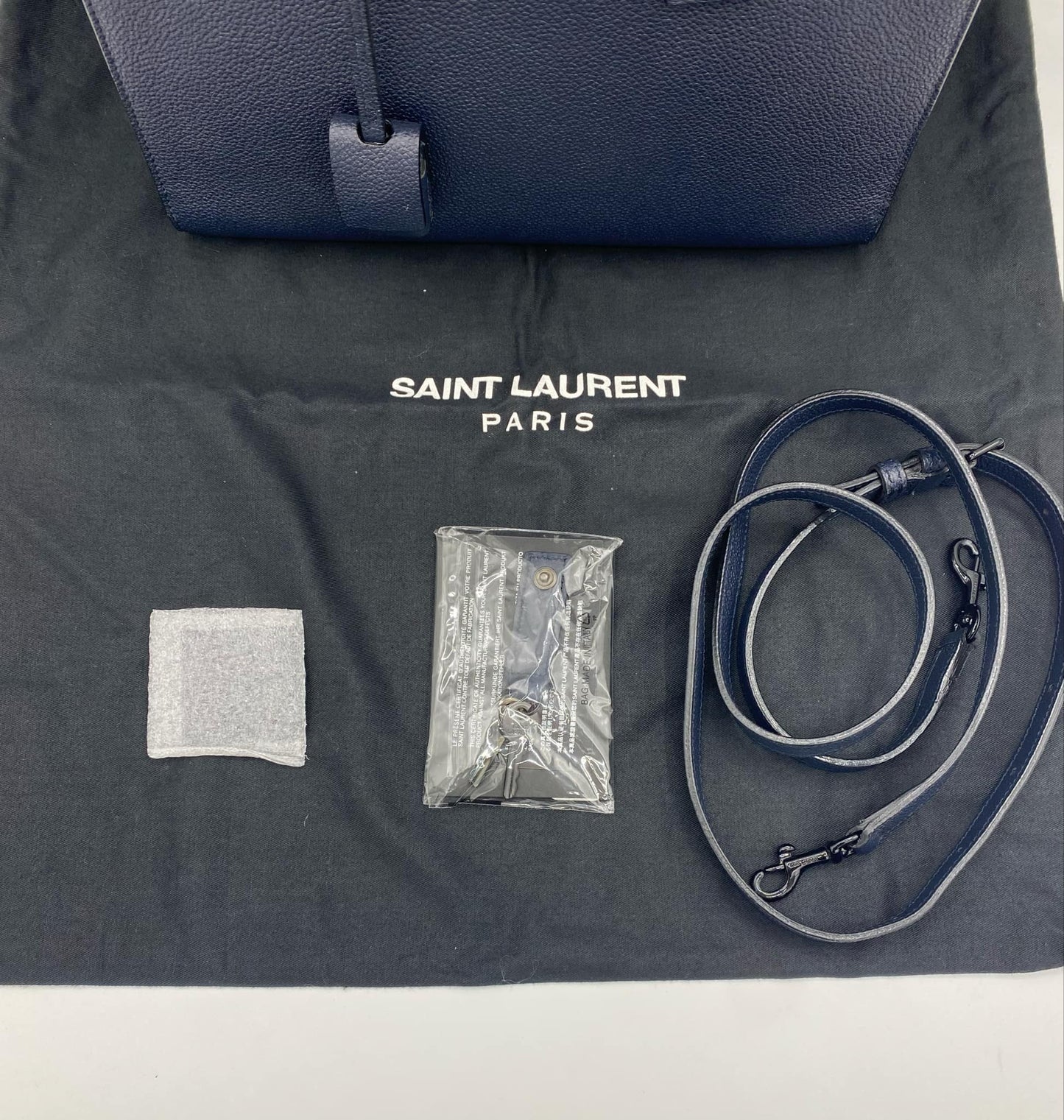 Saint Laurent SAC DE JOUR BABY IN GRAINED LEATHER NAVY Classic Top Handle Shoulder Strap CrossBody